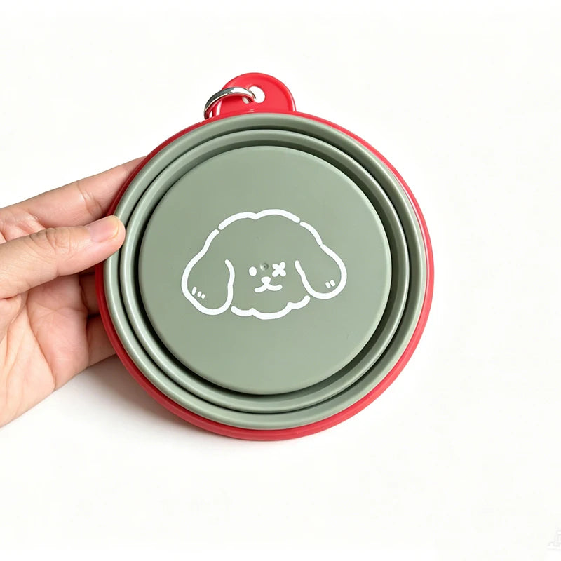 Collapsible Dog Bowl 350ml with Clip for Travel and Walks