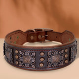 Genuine Leather Spiked Dog Collar, 2 Inch Wide for Large Dogs