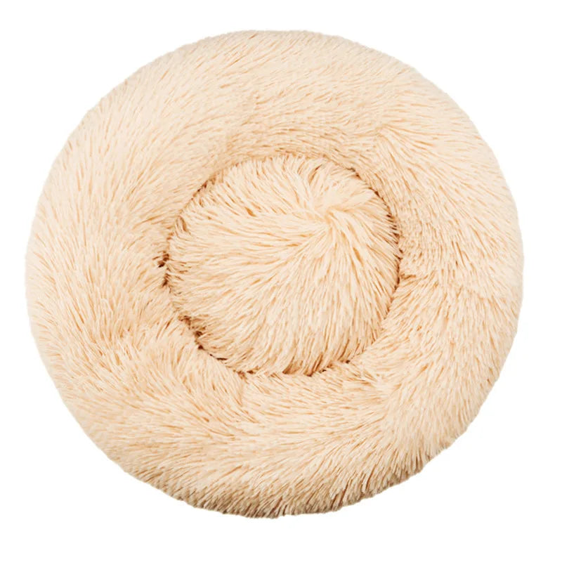 Round Plush Dog Bed, Fluffy Donut Bed for Small to Large Dogs