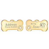 Engraved Bone Dog ID Tag, Personalized Stainless Steel Tag