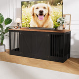 70.8" Farmhouse Double Dog Crate Furniture with Divider