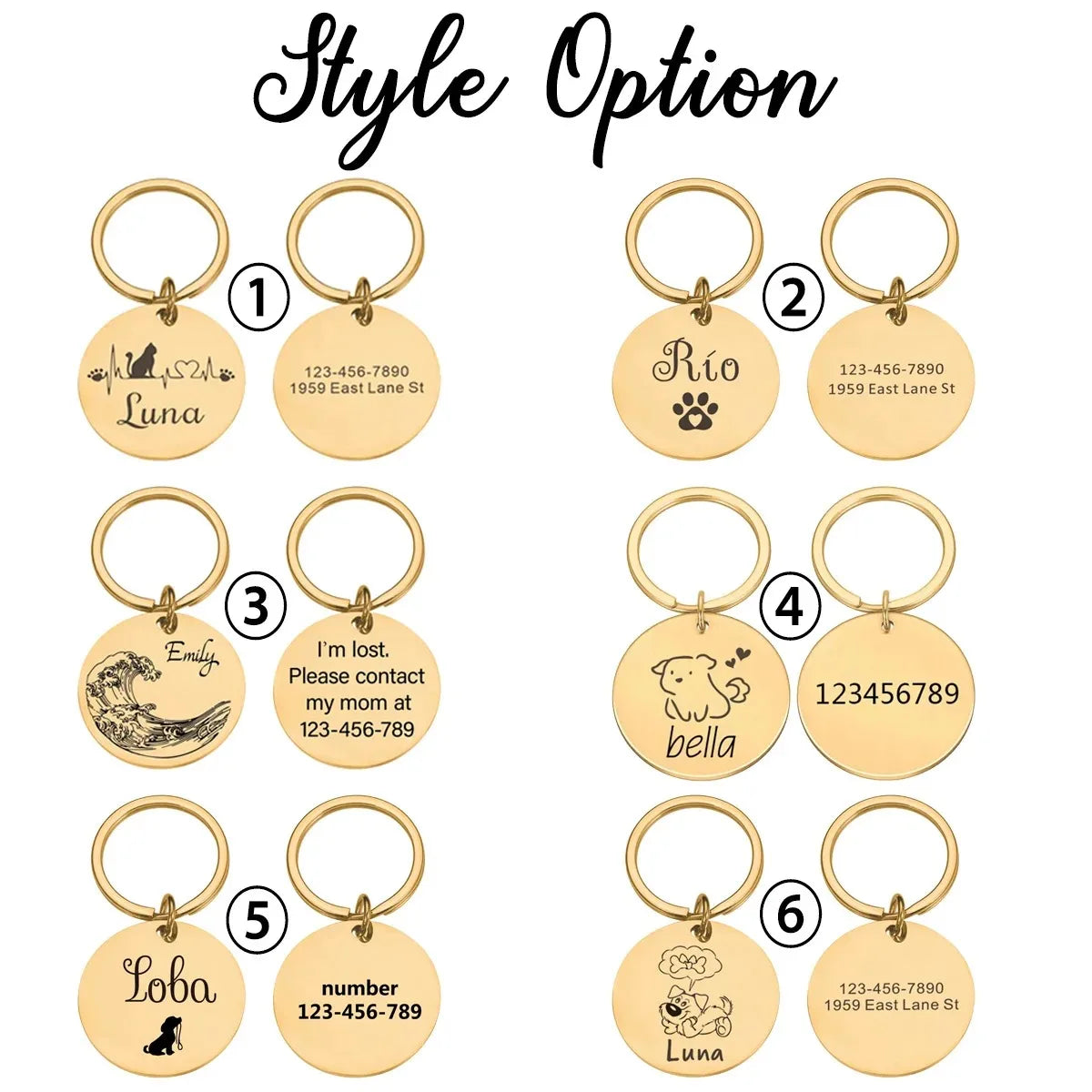 Double-Sided Custom Dog ID Tag with Name and Back Engraving