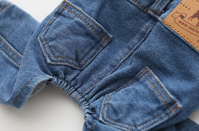 Dog Denim Overalls for Small and Medium Dogs, Adjustable Straps