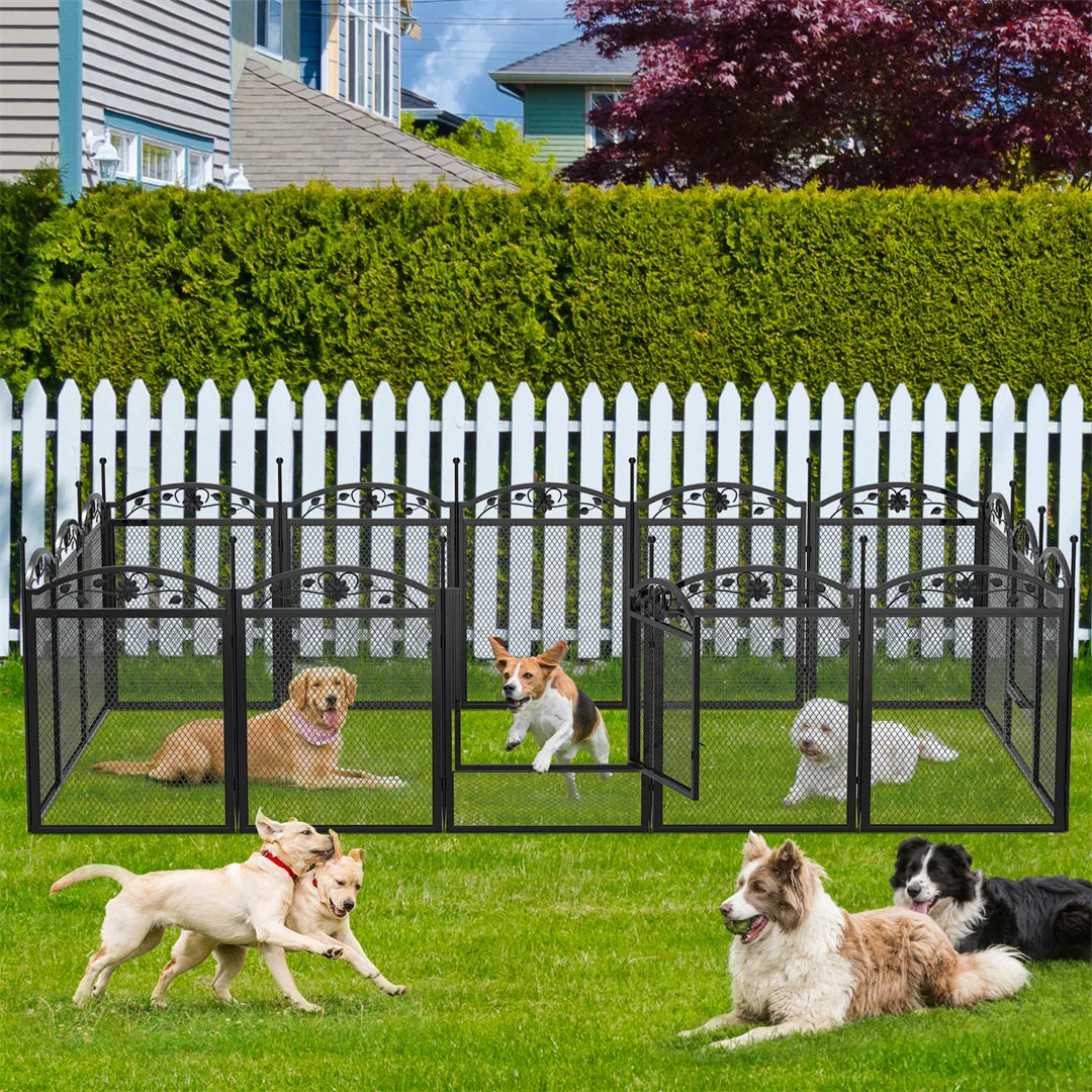 8 Panel Metal Dog Playpen with Waterproof Whelping Pad