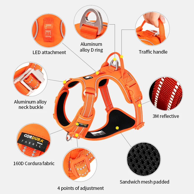 No Pull Dog Harness with Front Clip, Reflective and Padded