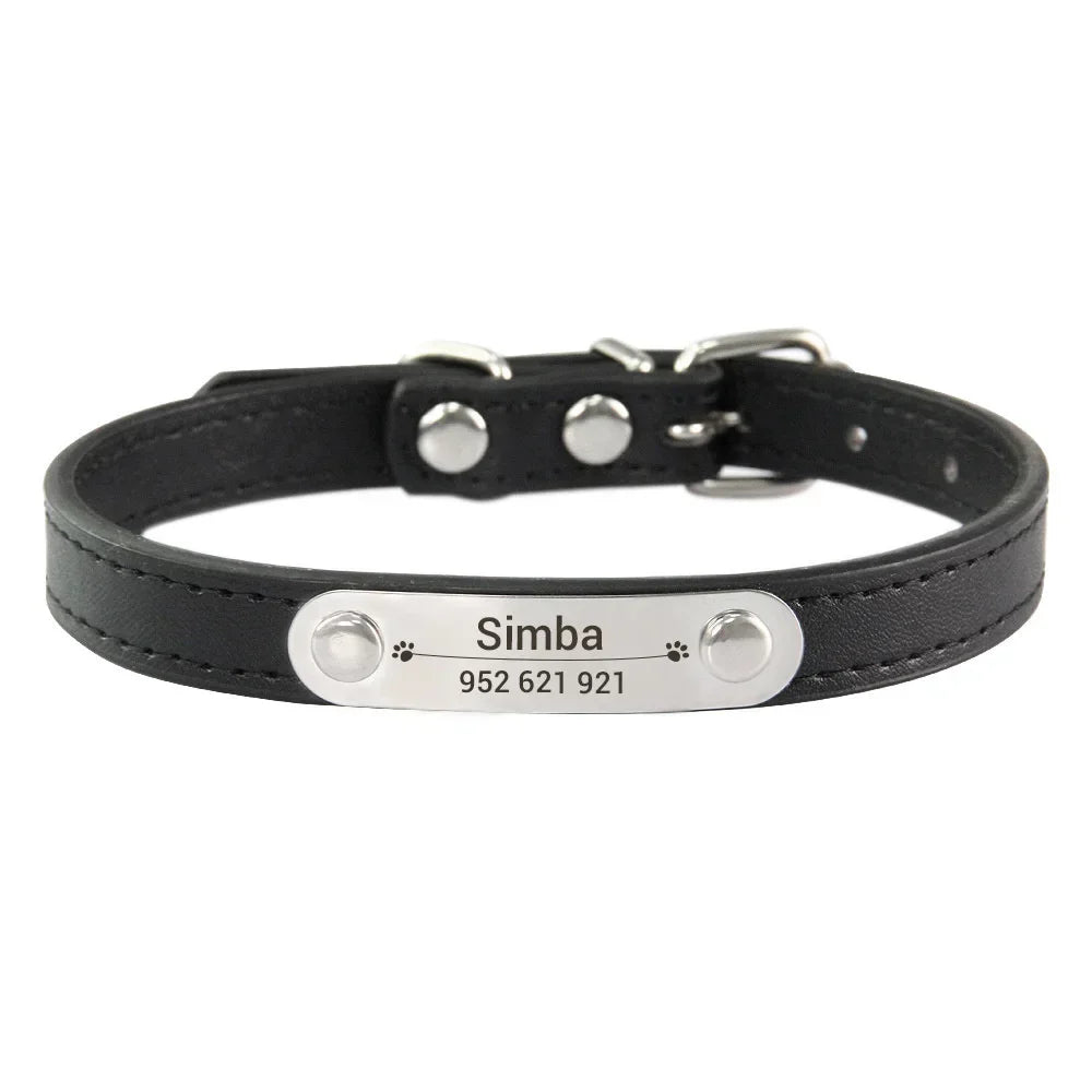 Personalized Dog Collar with Engraved Name Plate, 16 Colors