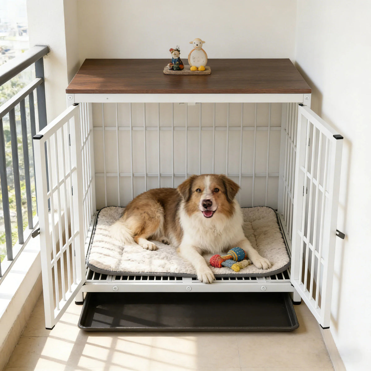 Wooden Dog Crate Furniture End Table, M to 2XL Sizes