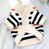Knit Dog Cardigan Sweater for Small Dogs, Striped or Bear Print