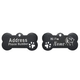 Engraved Bone Dog ID Tag, Personalized Stainless Steel Tag