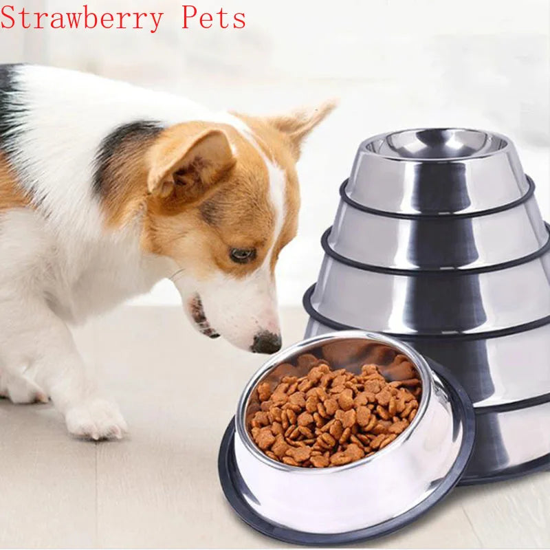 Stainless Steel Dog Bowl with Non-Slip Rubber Base