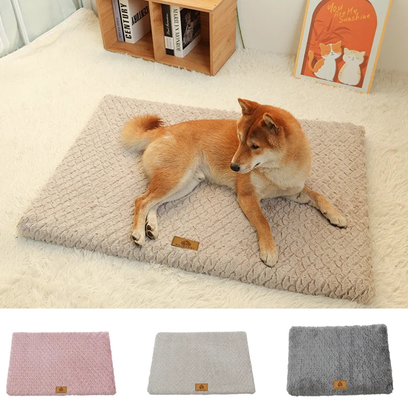 Faux Fur Dog Bed Pad with Washable Cover, M to 2XL