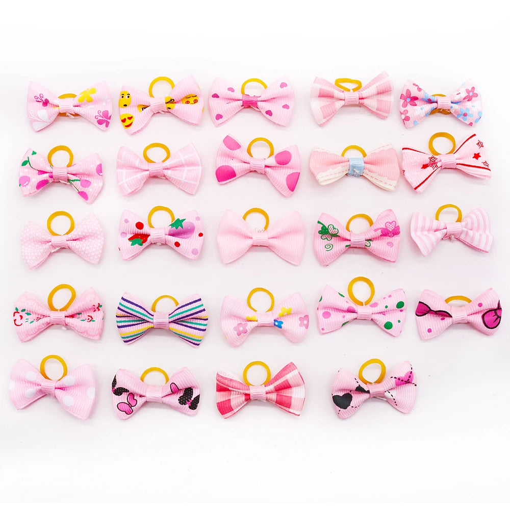 Dog Hair Bows with Rubber Bands, Mixed Colors, 10 to 30 Pack
