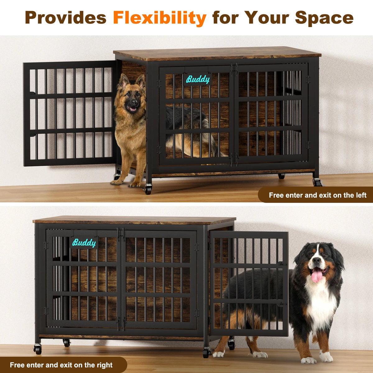 Dog Crate Furniture with Casters, TV Stand Design