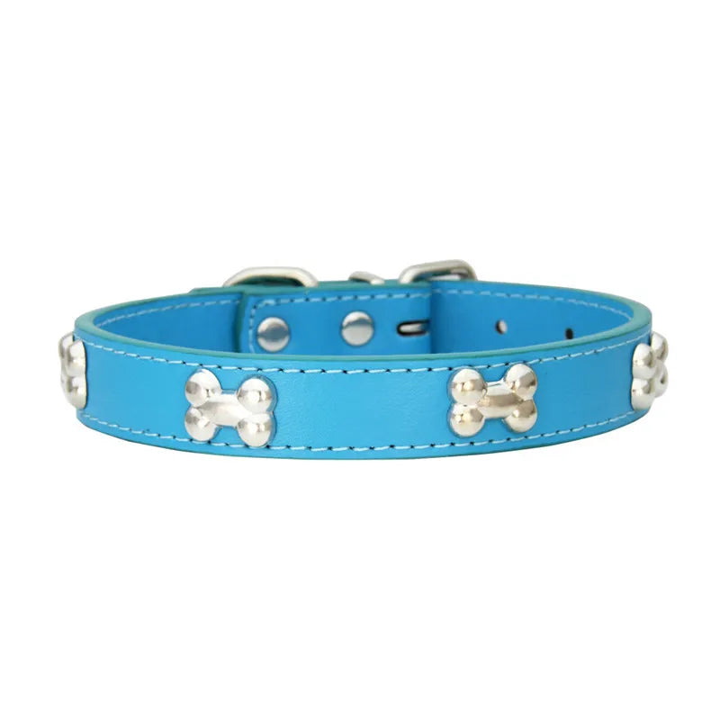 Leather Dog Collar for Small Dogs with Adjustable Buckle