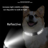 Reflective Nylon Dog Collar, Adjustable, XS to XL in 10 Colors