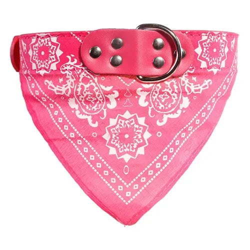 Adjustable Dog Bandana Collar with Reflective Leather