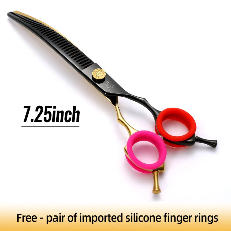 Curved Chunker Dog Grooming Scissors, 7.25 Inch 440C Steel