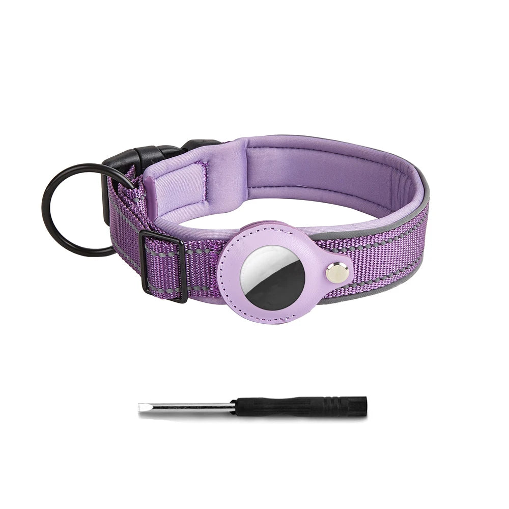 Reflective AirTag Dog Collar with Padded Neoprene Lining, S to XL