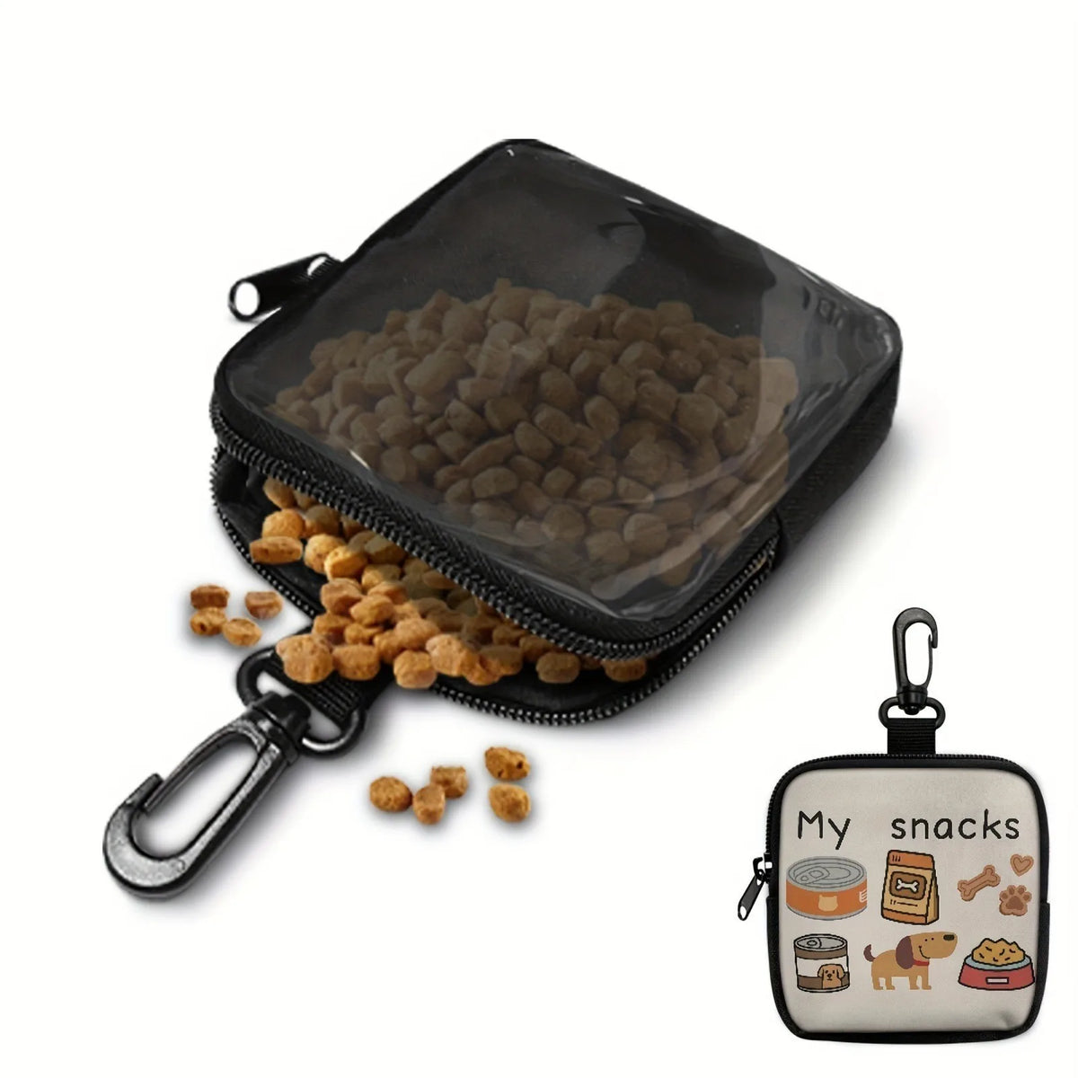 Dog Treat Pouch with Clip, Zippered Cartoon Dog Training Bag