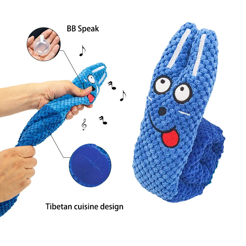 Snuffle Snake Dog Puzzle Toy with Treat Pockets and Squeaker