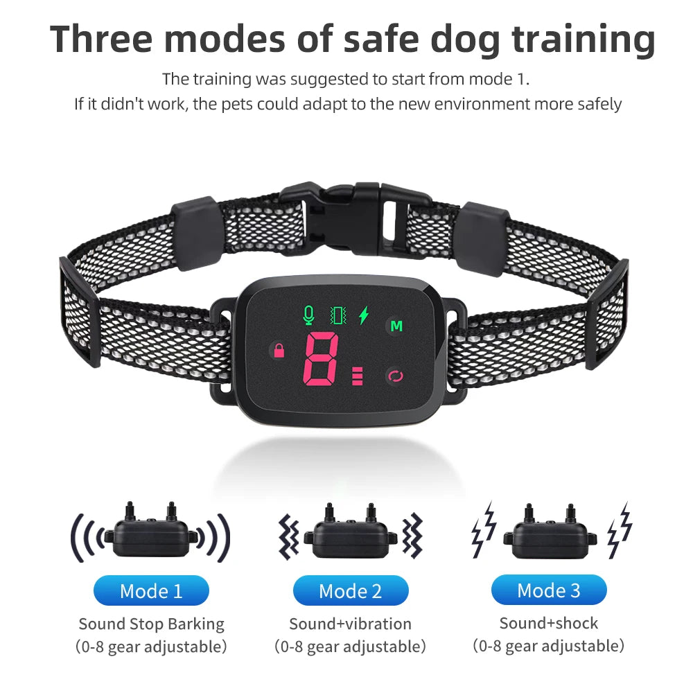 Rechargeable Bark Collar with Sound, Vibration and Static Modes
