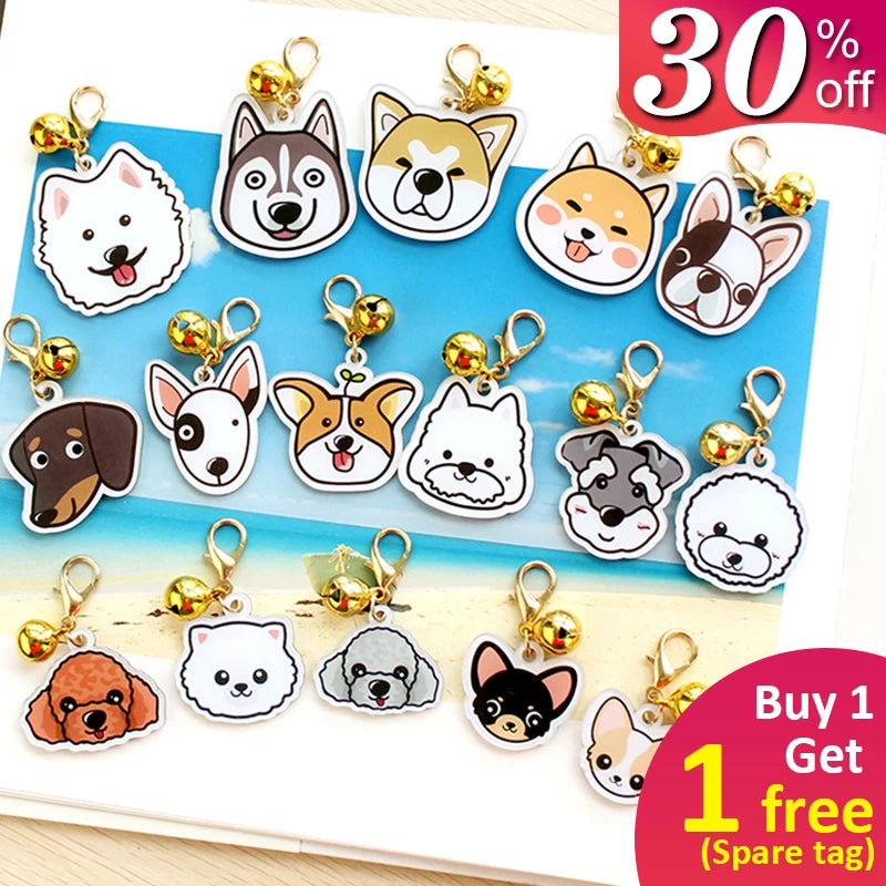 Personalized Dog ID Tag with Breed Icon, Custom Acrylic Tag