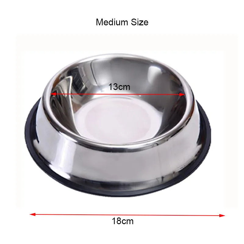 Stainless Steel Dog Bowl with Non-Slip Rubber Base