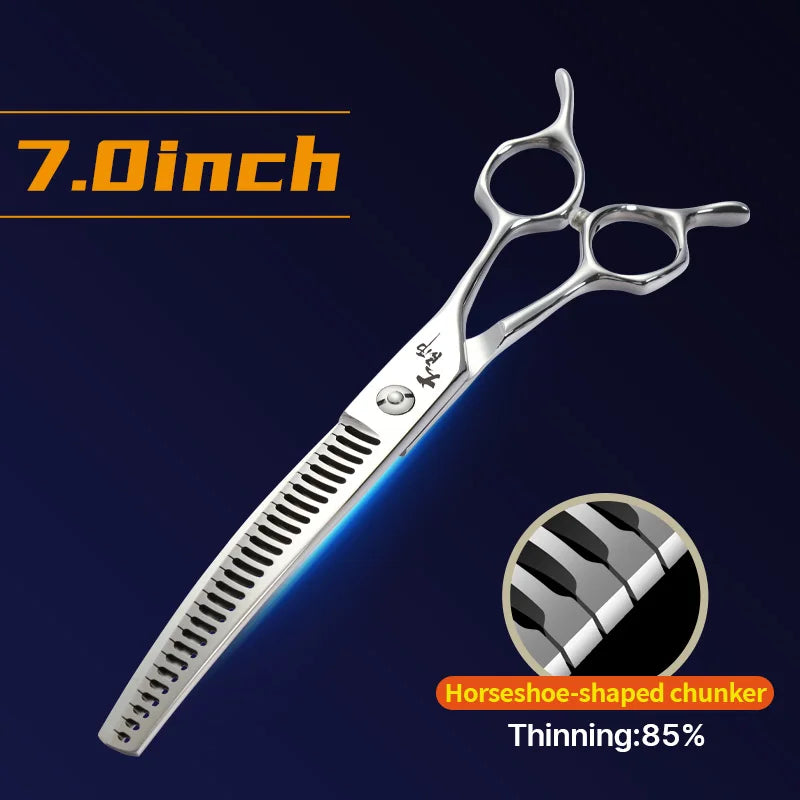 Curved Chunkers and Thinners for Dog Grooming, 7 or 7.5 Inch