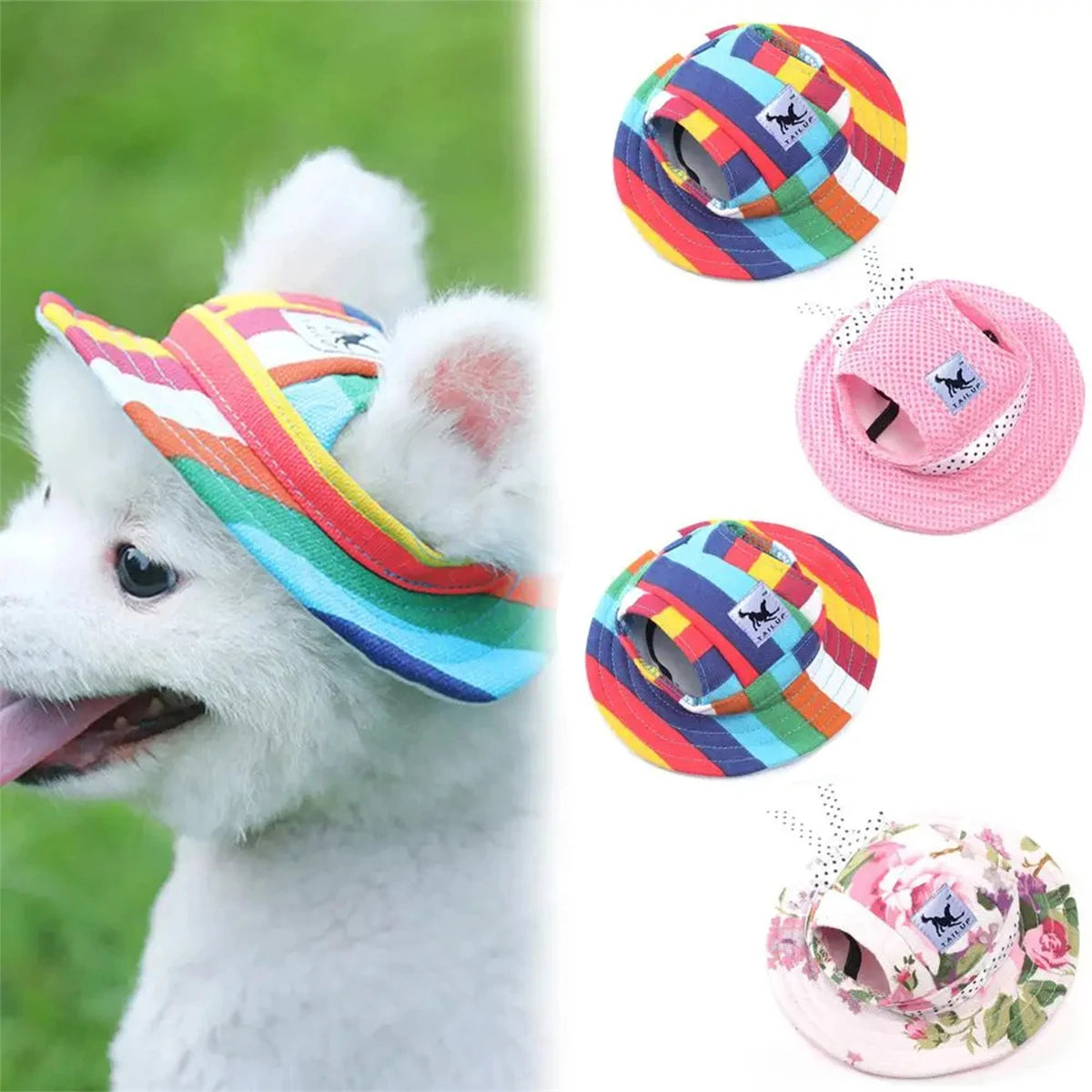 Dog Baseball Cap with Ear Holes, Breathable Mesh Visor Hat