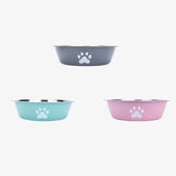 Stainless Steel Dog Bowl with Paw Print and Non-Slip Base