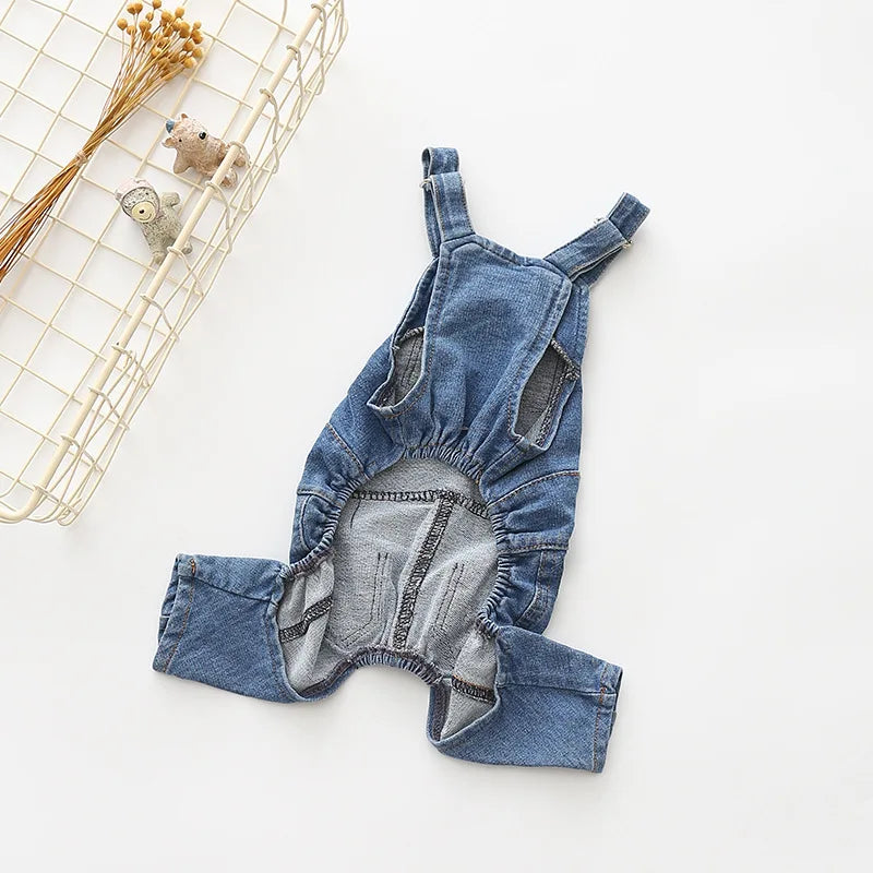Dog Denim Overalls for Small and Medium Dogs, Adjustable Straps