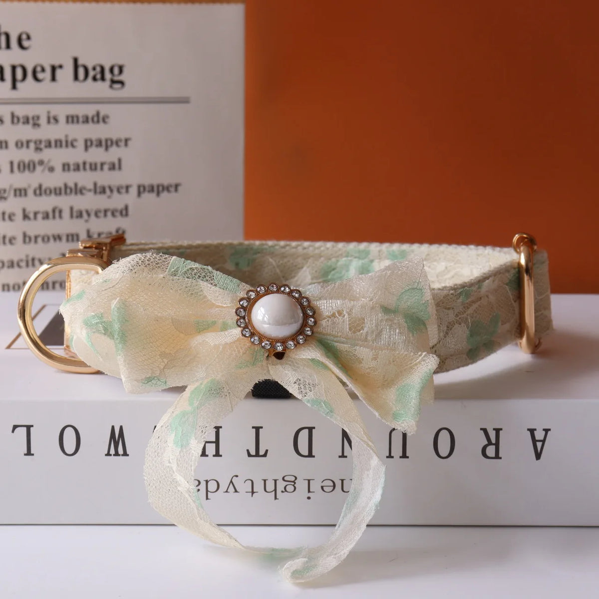 Lace Wedding Dog Collar with Bow and Personalized ID