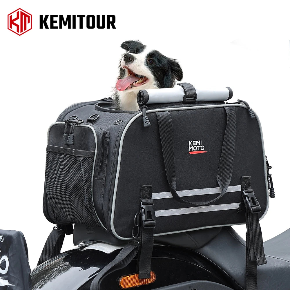 Motorcycle Dog Carrier Bag with Expandable Sides for Pets up to 20 lb