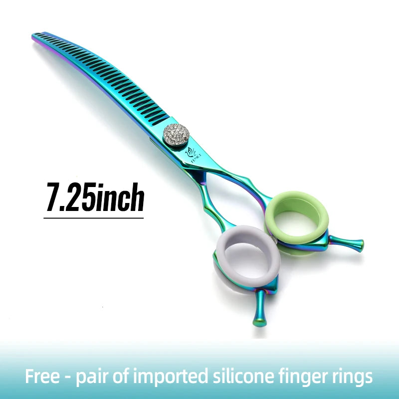Curved Chunker Dog Grooming Scissors, 7.25 Inch 440C Steel