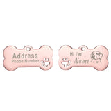 Engraved Bone Dog ID Tag, Personalized Stainless Steel Tag