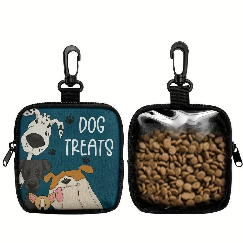 Dog Treat Pouch with Clip, Zippered Cartoon Dog Training Bag