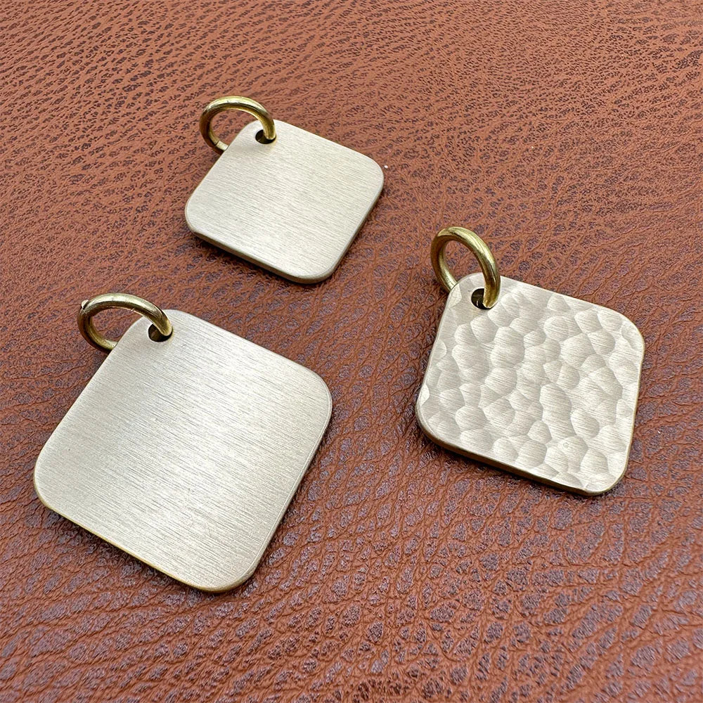 Engraved Brass Dog ID Tag, Square Personalized Pet Tag