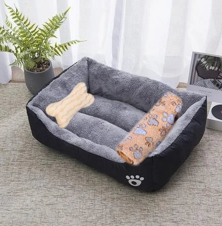 Plush Rectangle Dog Bed with Raised Sides in Candy Colors