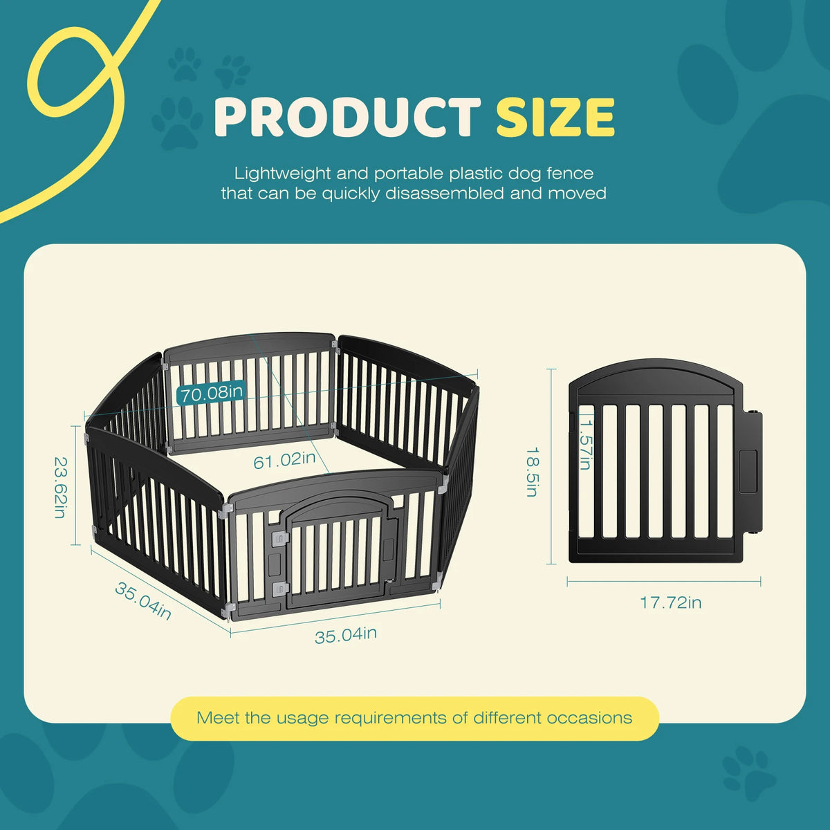 6 Panel Plastic Dog Playpen, 24 Inch Expandable Fence