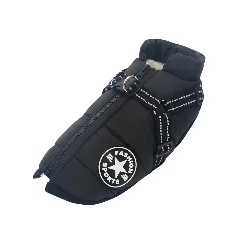 Large Dog Winter Coat with Built-In Harness, Up to 5XL