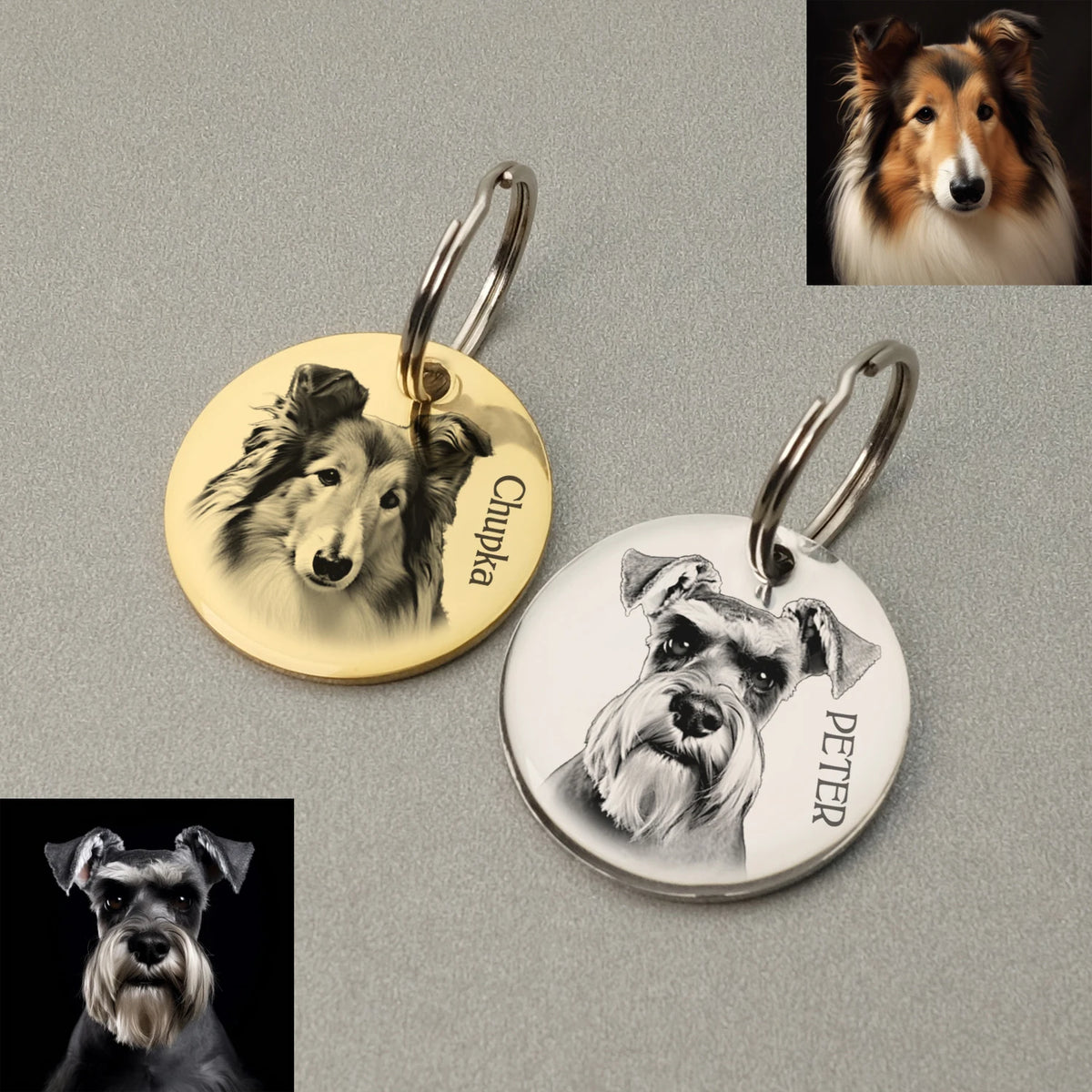 Custom Dog ID Tag with Photo, Personalized Stainless Steel