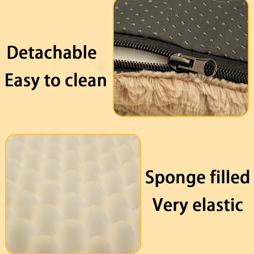 Plush Dog Crate Mat with Removable Washable Faux Fur Cover