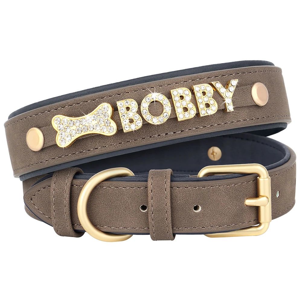 Custom Name Dog Collar with Jeweled Letter Charms
