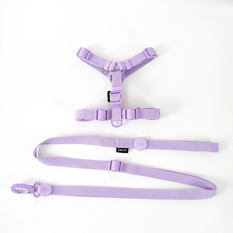 Adjustable Puppy Harness, Collar and Leash Set in Macaron Colors