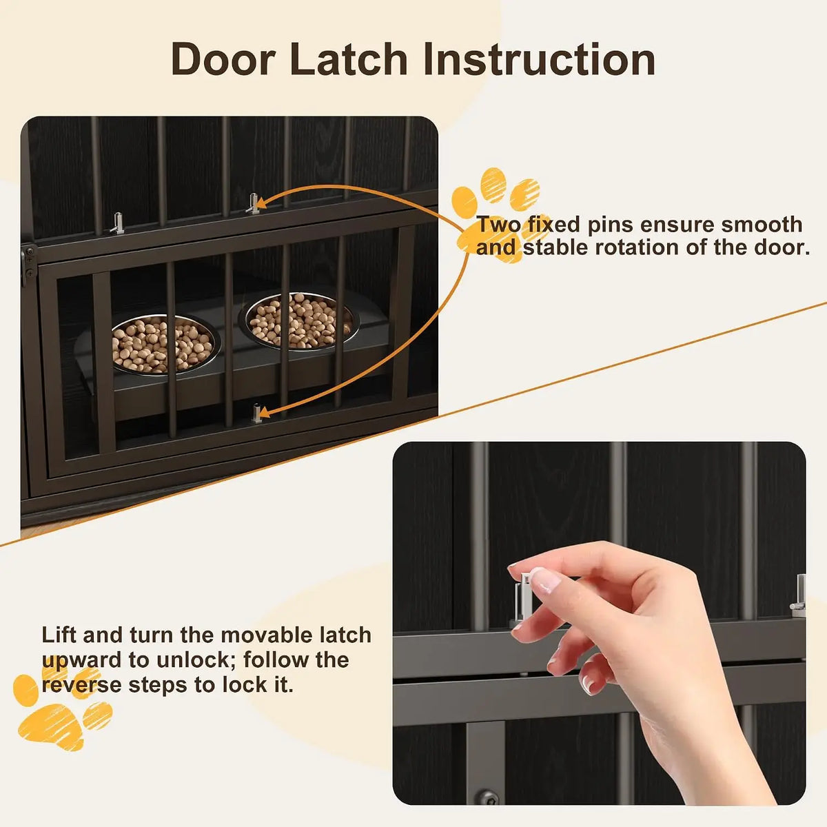 Corner Dog Crate Furniture with Rotating Feeding Door