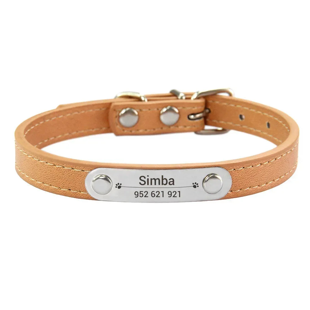 Personalized Dog Collar with Engraved Name Plate, 16 Colors