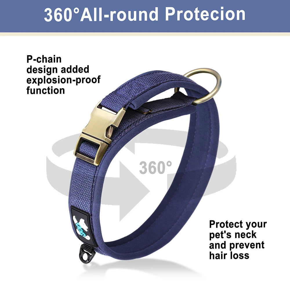 Padded Dog Collar with Quick Release Metal Buckle, S to XL