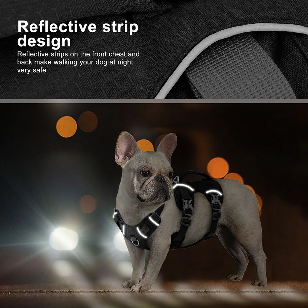 3-Strap Reflective Dog Harness with Handle and Front Clip