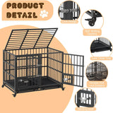 42 Inch Heavy Duty Dog Crate with Feeding Doors