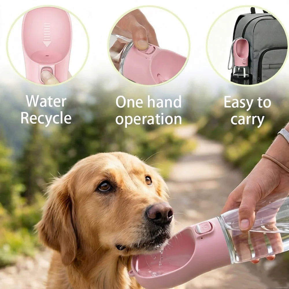 Portable Dog Water Bottle with Bowl, 12 oz or 18 oz
